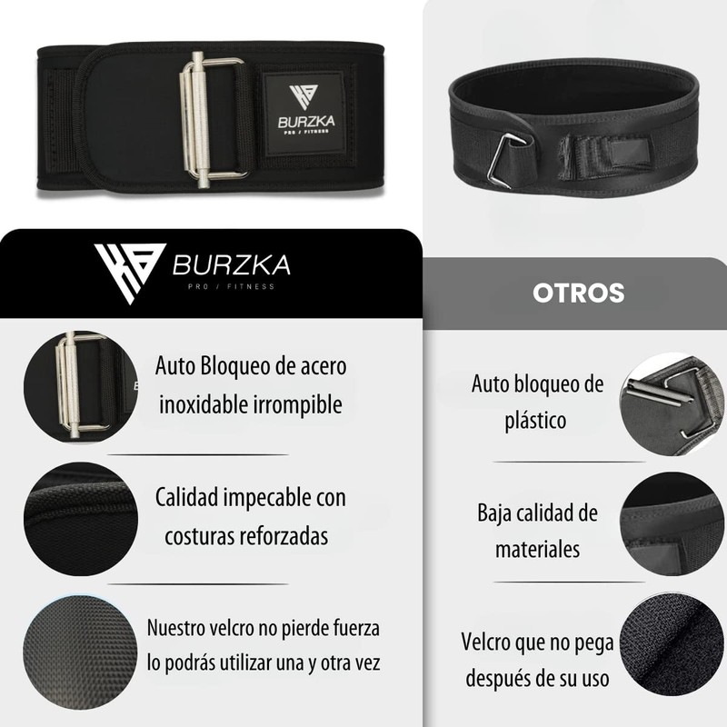 BURZKA Faja Cinturon Levantamiento Crossfit Pesas Gym Soporte Lumbar con