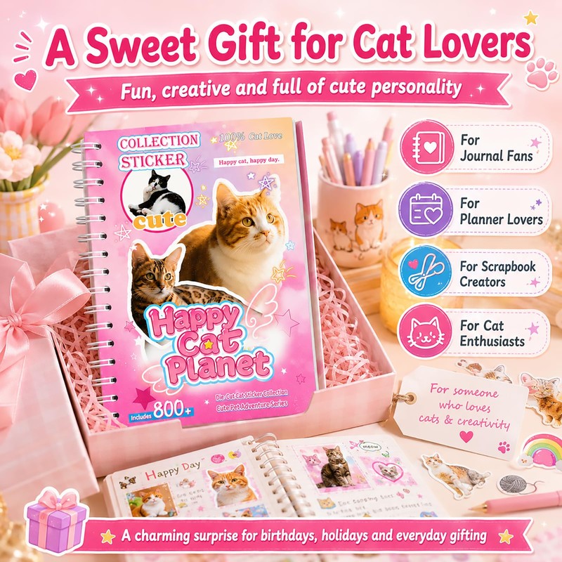 Cat Sticker Book with 800+ Cat Meme Stickers, 30 Pages