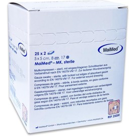 Sterile Dressings 5 x 5 cm Pack of 50 Sterile 8 Layers Wound Dressing Material Gauze Dressings for Wound Care Blood Absorption and Secretion Absorption