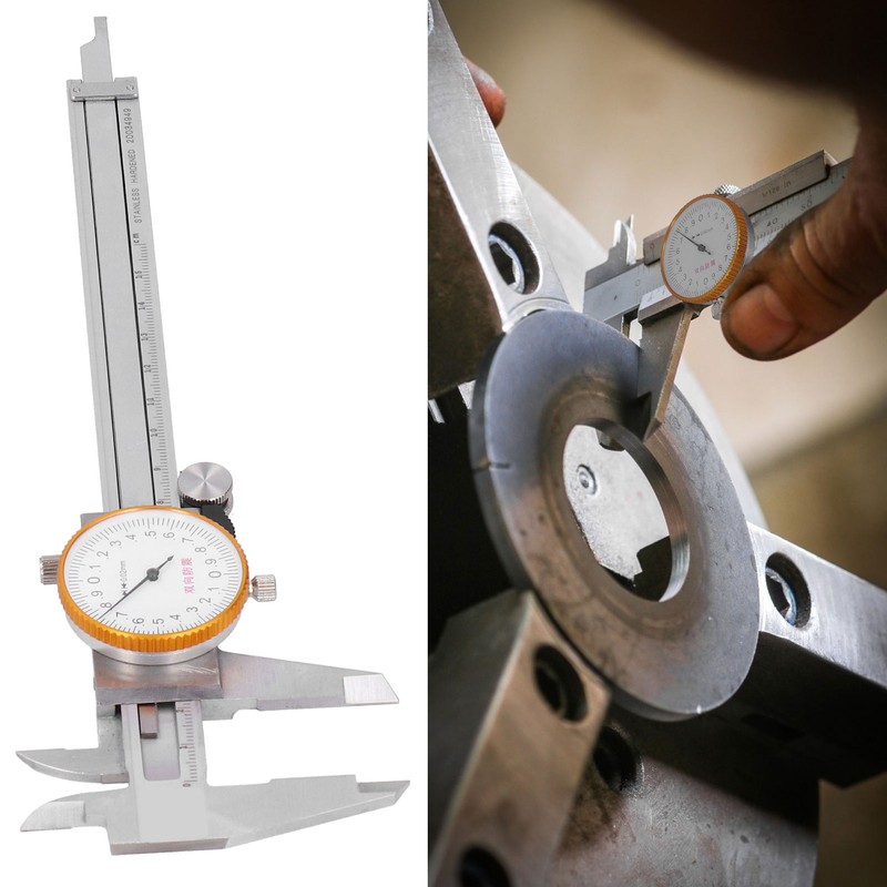 Dial Caliper Vernier 0.02 Double Shock Stainless Steel Manual Measuring