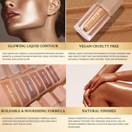 KIMUSE Soft Liquid Contour Stick, Glow Liquid Cream Bronzer, Weightless, Long-Wearing, Smudge Proof, Natural-Looking, Blendable, Bronzer Makeup