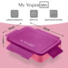 My Vesperbox – Lite Bento Box – Children's Lunch Box – Extremely Robust Lunch Box – Ideal for Nursery and School (Purple)