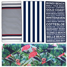 Microfibre Beach Towel Avita Waffle Weave - Quick Dry, Compact & Light, Sand Free, Absorbent, Perfect For Beach, Pool, Yoga, Gym, Travel, Cruise, Boating, Outdoors, Camping & Hiking (The Aussie Beaches)