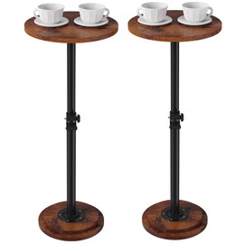 Jchccu 2Pack Drink Table - 360° Swivel Height Adjustable for Small Spaces, Round Side Martini Pedestal Table for Sofa Couch, Living Room, Bedroom, Vintage