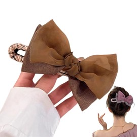 ヘアクリップ大きめ 蝶結び プリンセスヘアピン ヘアアレンジ 髪飾り レディースファッション 韓国風 シンプル エレガント ヘアアクセサリー キッズ 成人 通勤 結婚式 パフォーマンス パーティー (茶色)