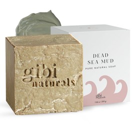 gibi Dead Sea Mud Soap - 7.06 Oz Moisturizing Dead Sea Salt Soap - Cleanses, Exfoliates & Purifies Skin