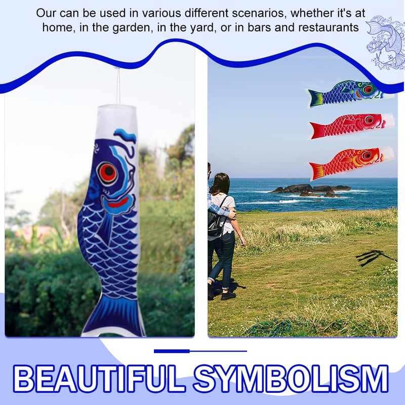 1 Pack Koi Fish Swing Windmill Design 3D Japanese Carp