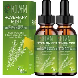 Aceite de Romero：Aceite de Romero para el Cabello-2PCS 60ml 100% Puro Rosemary Oil Hair Aceite Esencial para Cuidado de la piel Crecimiento del Cabello-Esencial de Romero de Cejas, Pestañas, Barba El Cabello Seco y DañAdo Crecimiento Del