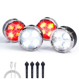 WILDOMS Rechargeable Bike Lights Front and Rear 4 Mode IPX4 Waterproof, Easy Install Bicycle Headlight Taillight for Road Mountain Cycling Scooters Adults Kids (2-Pack)