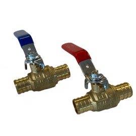 3/4 inch PEX Ball Shut Off Valves | Lead-Free Brass | 1/4 Turn with Long Lever | PEXxPEX | Hot & Cold Water Systems | Fits All PEX Tubing | cUPC Certified | 2 Pack, 1 Red & 1 Blue (3/4 inch)