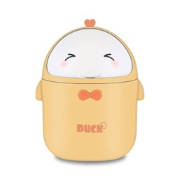 TOGHPUW Table Rubbish Bin with Lid, Office Cute, Cartoon Table Trash Bin, Small Storage Box for Work Tables, Offices, Children's Room (Yellow)