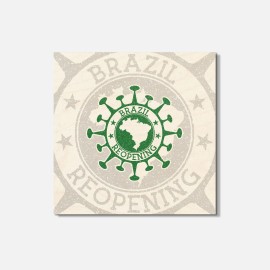 Unbranded Brazil Reopening Grunge 4'' X 4'' Square Wooden Coaster