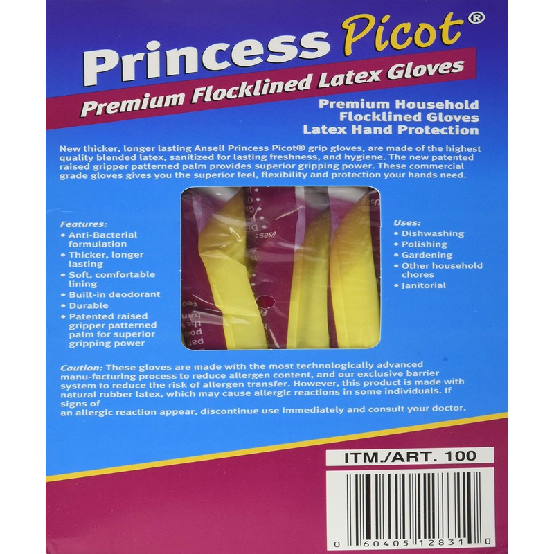Princess Picot Rubber Gloves Medium (12 Pairs), 12 Count