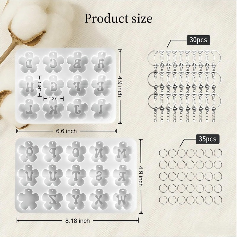 Alphabet Resin Molds Silicone with Hole - 27 Cavities Daisy