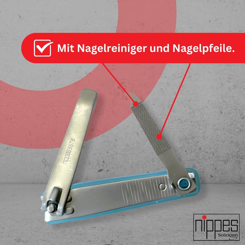 nippes Solingen Nail Clippers, with Practical Nail Catcher, Length 8