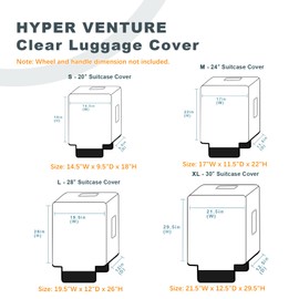 HYPER VENTURE Clear PVC Luggage Cover Full Transparent Suitcase Protector Fits 24 Inch Luggage, M