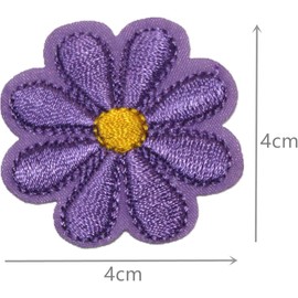 40 Pcs Embroidered Appliqué Patches Embroidery Sunflower Daisy Flower Sew On Iron On Patch Badge Bag Hat Jeans Jackets Applique (Purple)