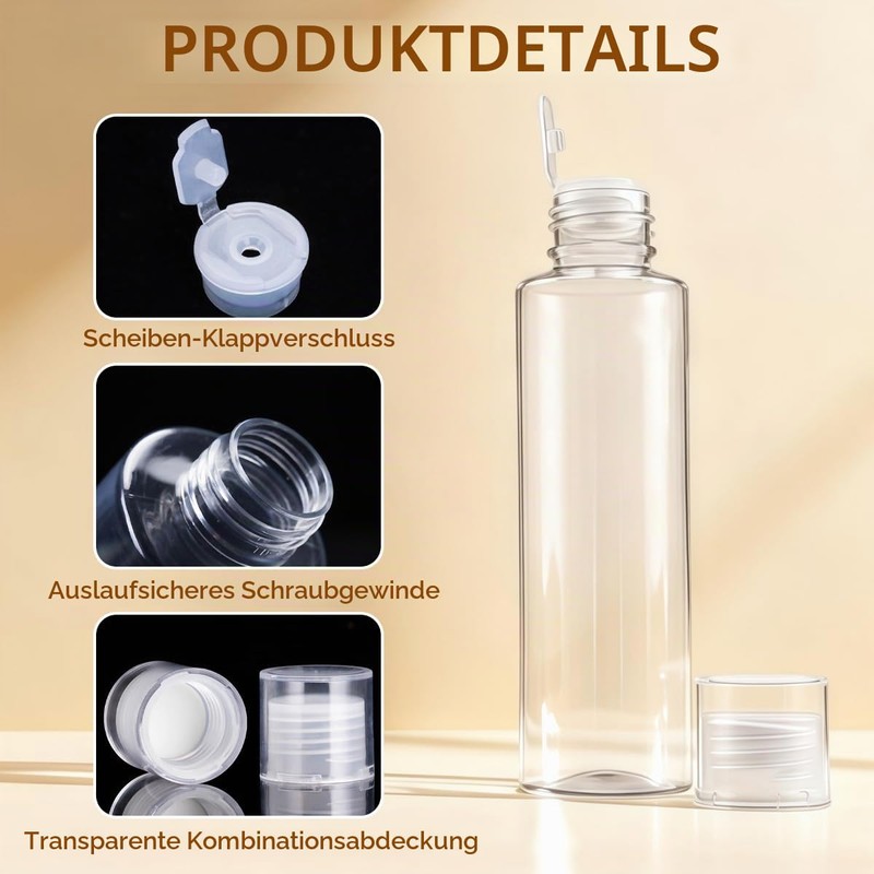 6 Pieces 150ml Empty Refillable Transparent Plastic Travel Bottles with