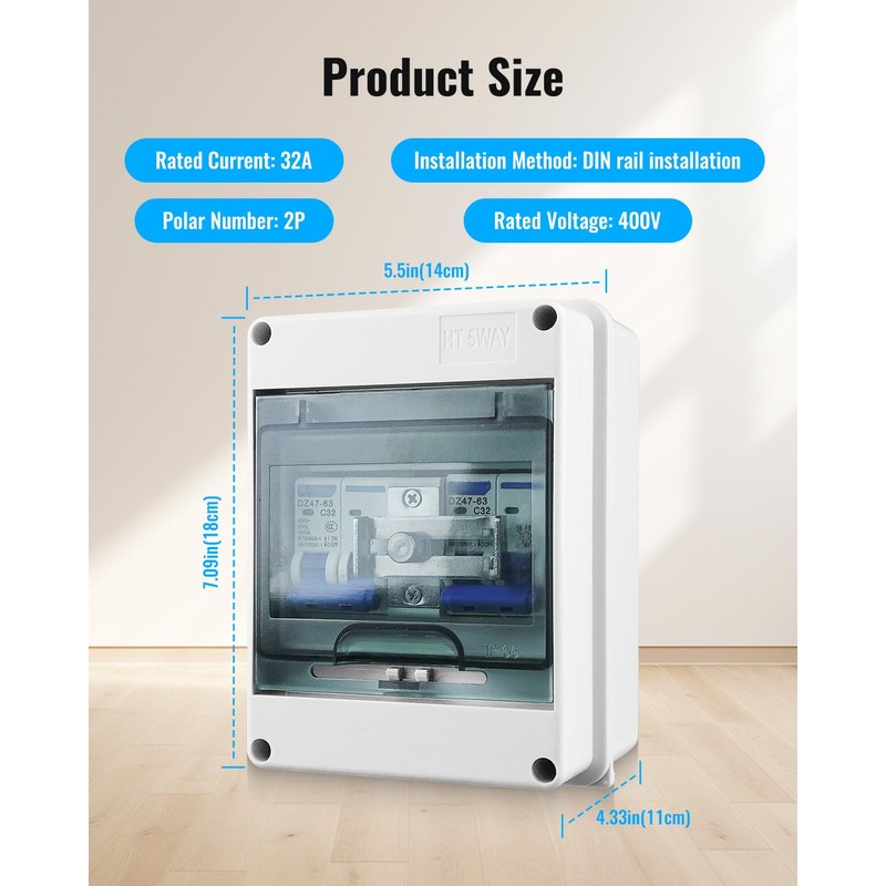 32A Dual Power Manual Transfer Switch, Waterproof and Dustproof Distribution