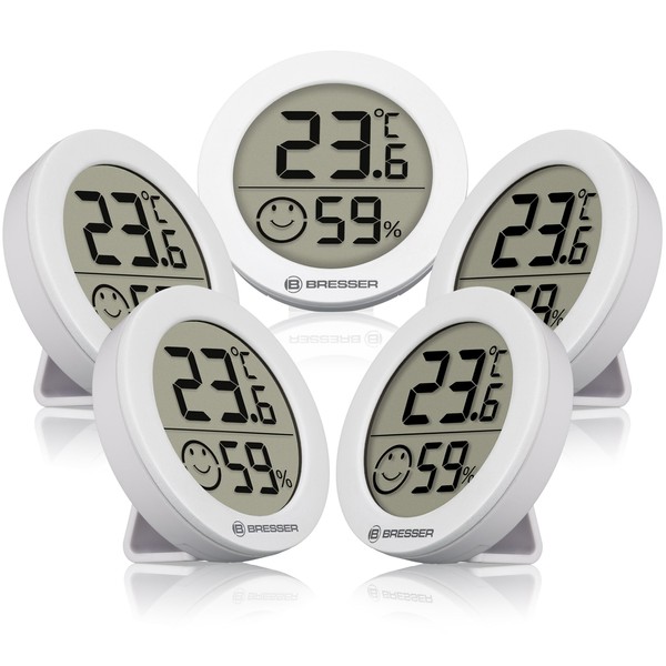 Bresser Smile Thermo/Hygrometer, Set of 5, Room Climate Meter, Indoor