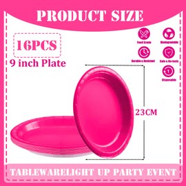 YAAVAAW 16P Hot Pink Paper Plates Party Supplies,7" Round Dessert Plate Dinner Luncheon Plates Plates Tableware Creative DIY Paper Plates Solid Color Party Plates for Kids Adult Birthday,BBQ,Picnic