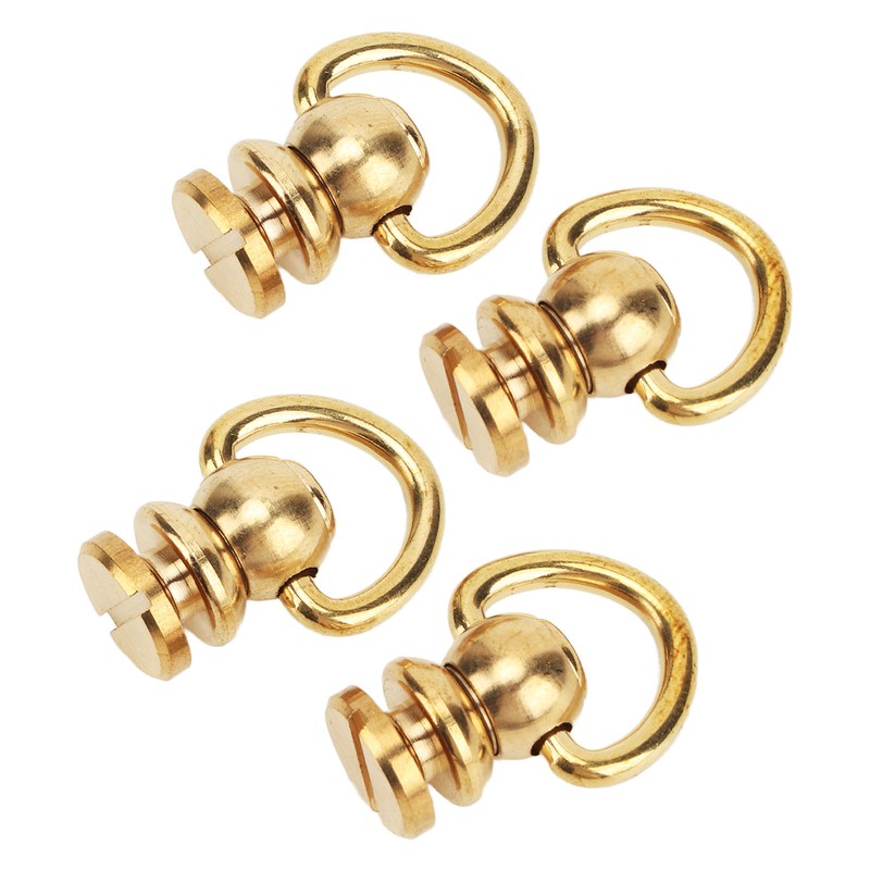 12 Sets D Ring Stud Screw Gold Brass Metal Plating