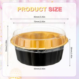 100 Pack Disposable Ramekins with Lids 8 oz Creme Brulee Ramekin Aluminum Foil Cup Cupcake Liner for Baking Disposable Muffin Tin Pan Cheesecake Container for Catering Wedding Party (Multi Colors)