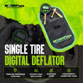 MORRFlate Single Tire Deflator | Rapid Air Deflator with 1-150 PSI Digital Gauge | Includes Purge Valve, 12 Inch Hose, and Rip Away Molle Panel Carrying Case