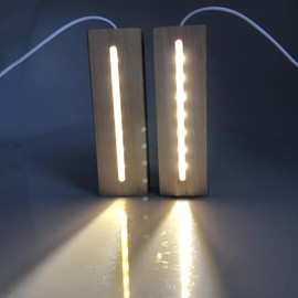 Voaesdk 6 Inch Rectangle Led Lights Display Bases,Rectangle Display Pedestals,2PCS USB Powered Wooden Lighted Base Stand for Acrylic Light Plate Crystal Display Glass Resin Art Pedestal Paperweights