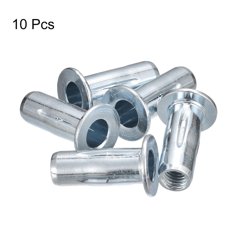 sourcing map M8 Multi-Grip Rivet Nuts, 10pcs Pre-Bulbed Shank Flat