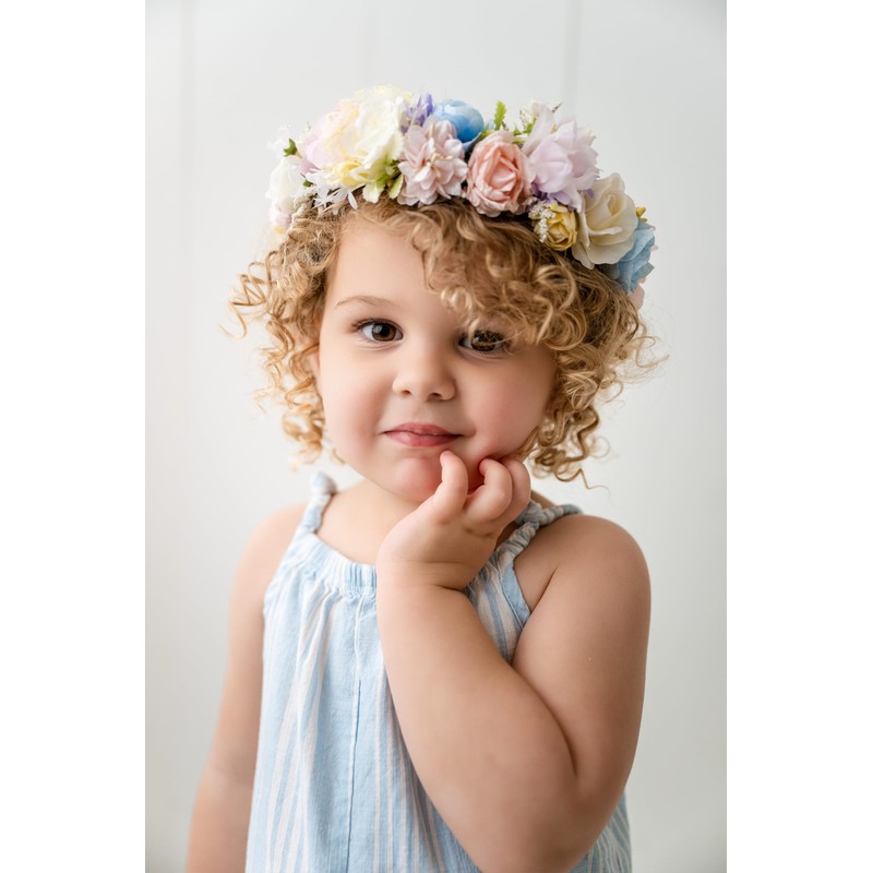 PoshMyra Easter Bunny Flower Crown Spring Floral Headpiece Pink Purple