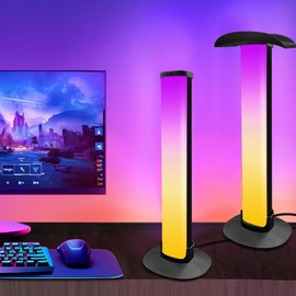 PSTAR LED Light Bar, [Pack of 2] Music Sync RGB IC LED Light Bar, USB Powered Ambient Lamp, Colour-Changing Gaming TV Backlight with Remote Control and App Control, for Room Gaming Decoration