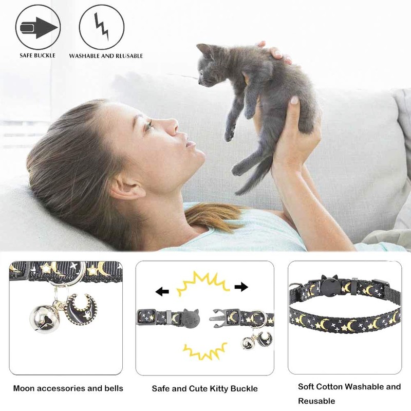 XPangle 2 PCS Breakaway Cat Collar with Bell, Cute Adjustable