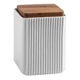 Jueison Ceramic Storage Jars Modern Elegant Highly Polished Airtight Storage Canisters with Lid Whiteware Food Stroage Jar for Kitchen Spice Tea Vanilla Sugar Coffee Beans (White-750ML)