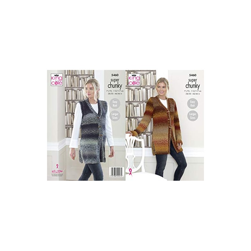 King Cole 5460 Knitting Pattern Womens Cardigan and Waistcoat in