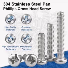 MroMax M3 x 60mm Machine Screws Phillips Head Screw 304 Stainless Steel Silver Grey Pack of 30