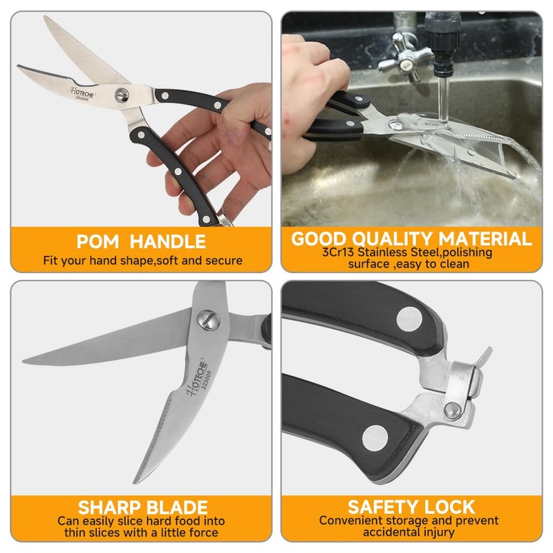 Hoteche 10-Inch Poultry Shears – Heavy Duty Kitchen Shears for
