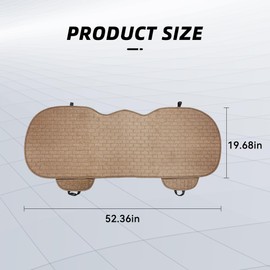 Tioollev Linen Back Car Seat Cover, Anti-Slip Long Bottom Rear Seat Cover Protector with Storage Pockets, Breathable Linen Rear Bench Seat Protector Cushion Pad for Most Vehicles (Brown, Back Cover)