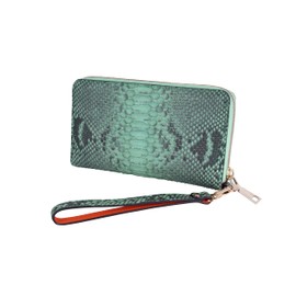 Hide Owakamatsu Python Genuine Leather, Luxury Men's, Women's, Long Wallet, Exotic Leather, blue (light)