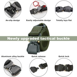 MOZETO Unisex Tactical Belt, Heavy Duty Military Belt with Quick-Release Metal Buckle for Outdoors, Work, Military, Casual Wear, Hunting - Army Green