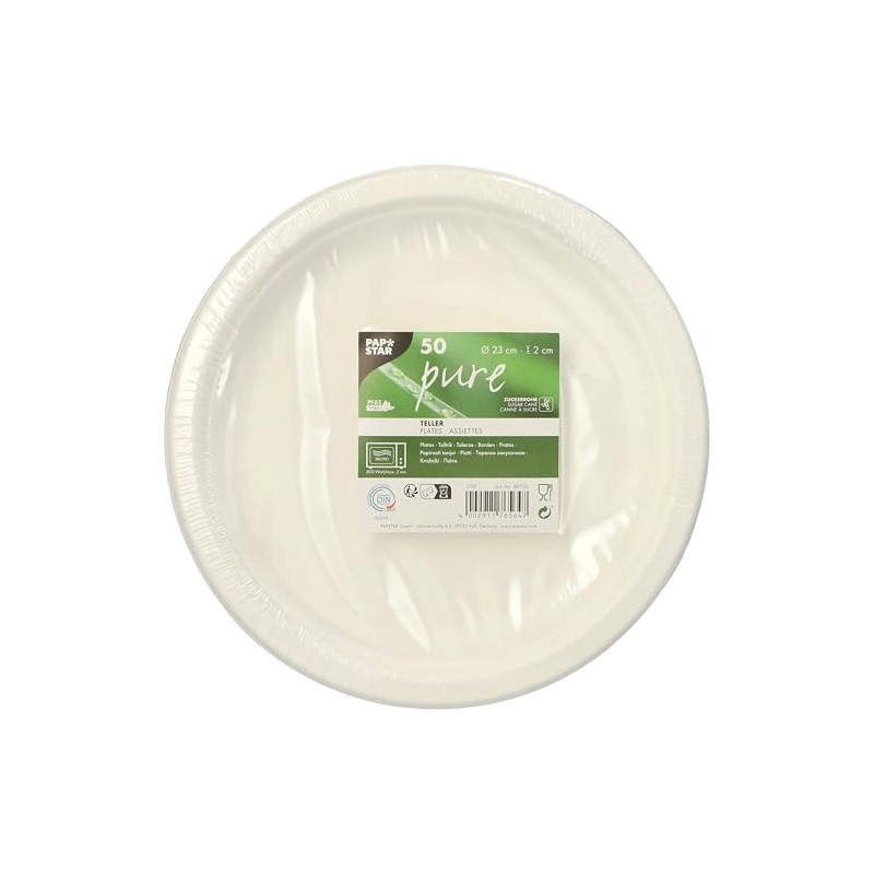 50 Plates Sugar Cane Pure Undivided Diameter 23 cm 2
