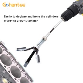 gohantee Engine Cylinder Hone Adjustable Deglazer 3/4" to 2-1/2" Diameter with 3-Piece 1-1/8" Long Stones 220 Grit