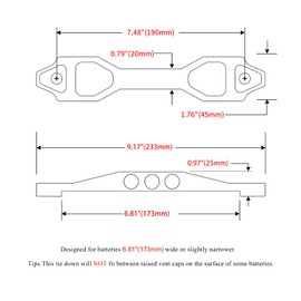 ARONOVA Heavy Duty Battery Hold Down Sets,With Billet Aluminum Battery Tie Down Bracket And 18-8(304) Stainless Steel J bolts (blue, 10 inch bolts)