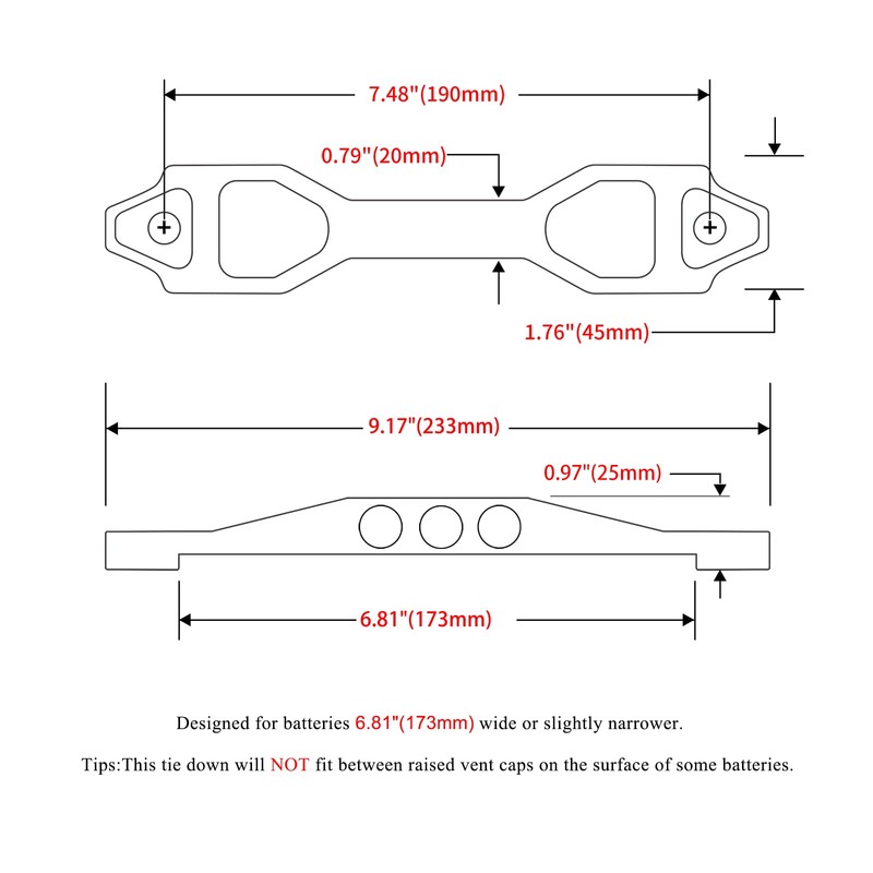 ARONOVA Heavy Duty Battery Hold Down Sets,With Billet Aluminum Battery