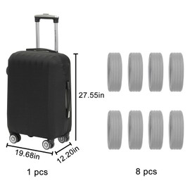 TYXHXTF Luggage Cover, with 8 Pcs Luggage Wheel Covers, 26-28 Inch Suitcase Protective Cover, Washable Elastic Dustproof Travel Trolley Case Protector Black