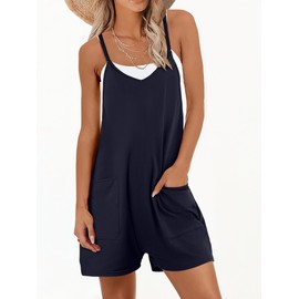 ANRABESS Womens Rompers Summer Casual Loose Sleeveless Overalls Spaghetti Strap Shorts Jumpsuit 2025 Beach Vacation Outfits X-Small