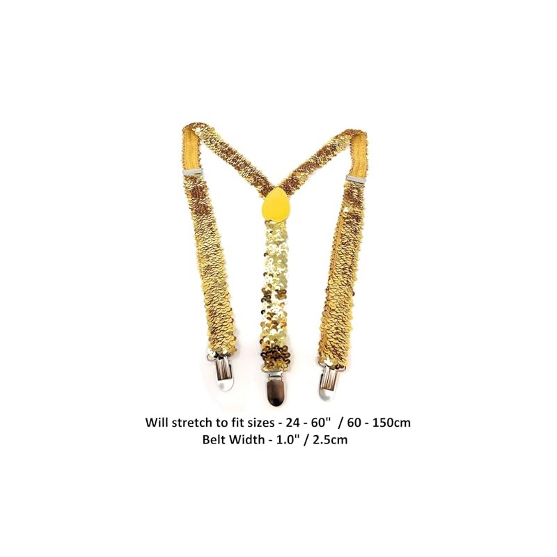 Cadoline Gold Mens Sequin Polyester Fancy Dress Suspenders 100 x