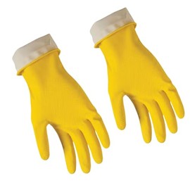 Nitrile Cleaning Gloves – Reusable, Latex Free, Dishwashing – Size L (1 Pair) (YELLOW)