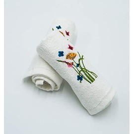 Pack of 2 Floral & Butterfly Embroidered Towels Flannels