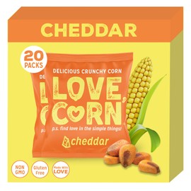 LOVE CORN Cheddar 0.7oz x 20 bags - Delicious Crunchy Corn - Healthy Family Snacks - Gluten Free, Kosher, NON-GMO - Alternative for Chips, Nuts, Crackers & Pretzels - Perfect for Charcuterie Boards